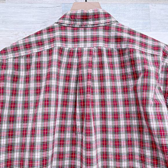 Ralph Lauren Yarmouth Button Down Shirt Red White Plaid Cotton Mens 16.5 34 35 - Picture 4 of 5